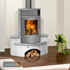 Justus Kaskade 2.0 Kaminbausatz Stahl Gussgrau / Speckstein