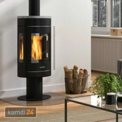 Justus Meva Kaminofen Stahl Schwarz / Topplatte Speckstein