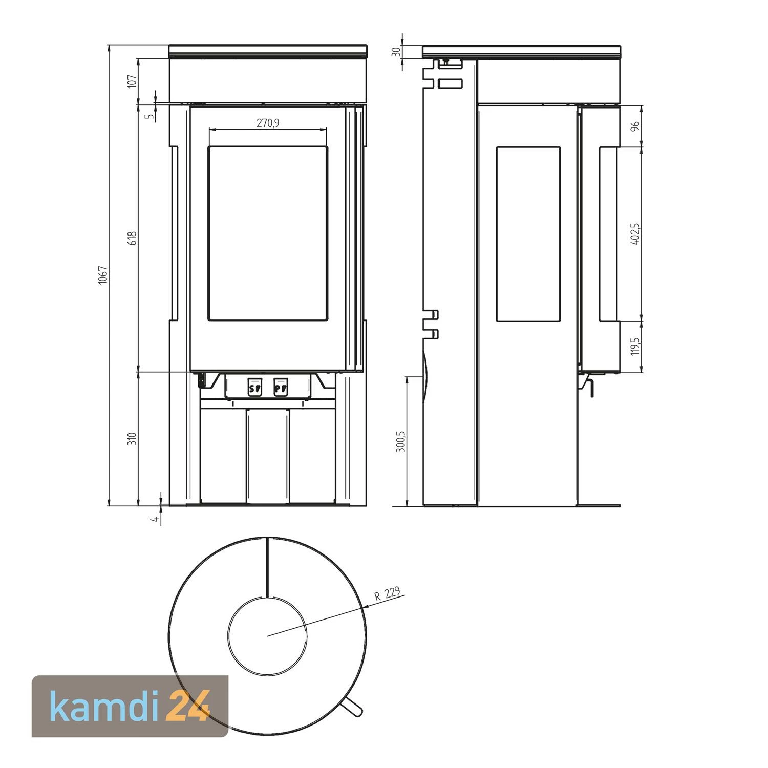 Justus Mino Trios 2.0 Kaminofen Stahl Schwarz Mit Keramik-Abdeckplatte Bordeauxrot 8 Justus Mino Trios 2.0 Kaminofen Stahl Schwarz Mit Keramik-Abdeckplatte Bordeauxrot – Bild 6