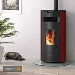 Justus Norta Pelletofen Stahl Schwarz / Bordeauxrot