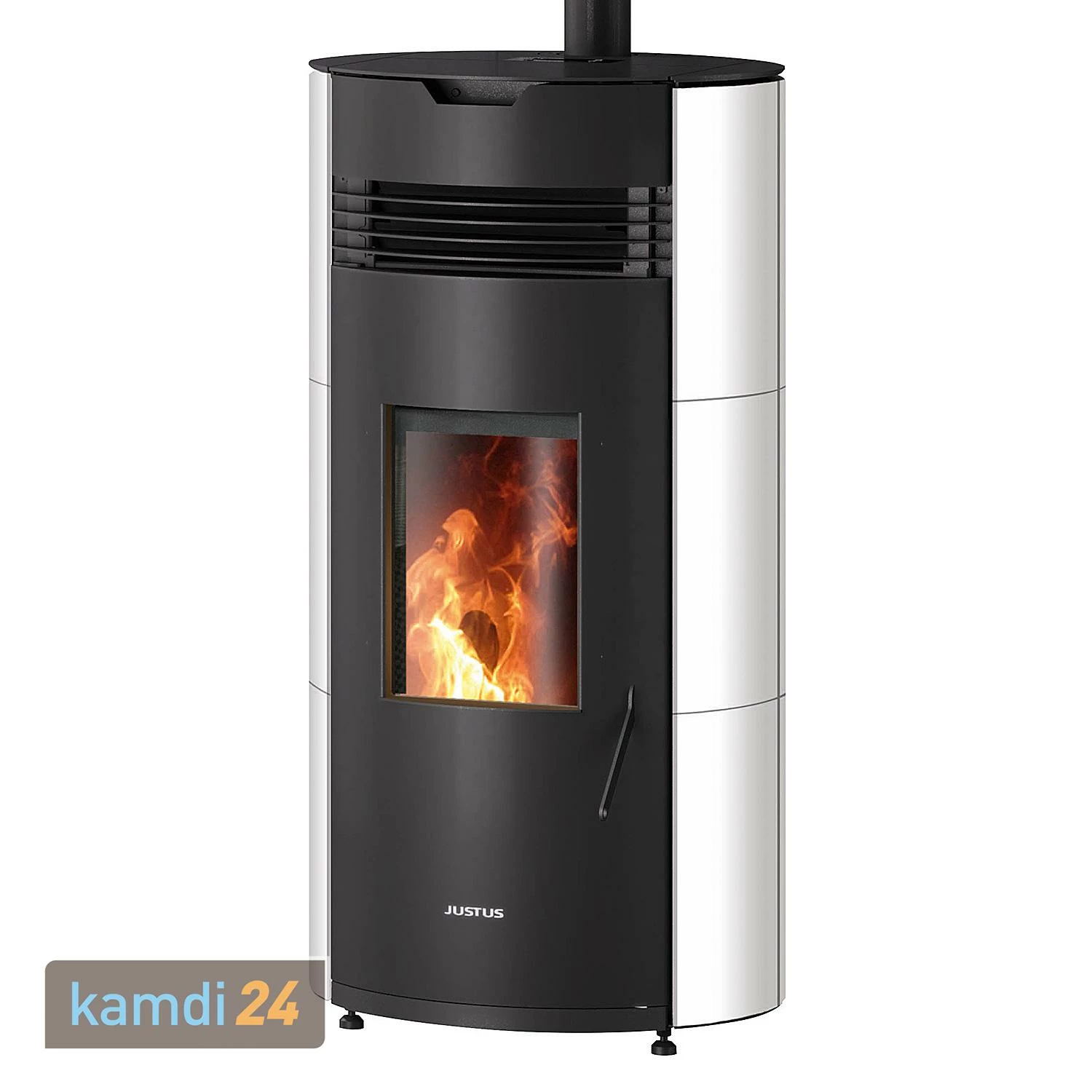 Justus Norta Pelletofen Stahl Schwarz / Seidenweiß 4 Justus Norta Pelletofen Stahl Schwarz / Seidenweiß – Bild 2