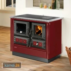 Justus Rustico-90 2.0 Küchenofen Stahl, Bordeaux, Backfach Links