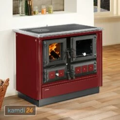 Justus Rustico-90 2.0 Küchenofen Stahl, Bordeaux, Backfach Rechts