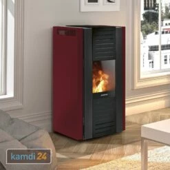 Justus Sirkos Aqua 2.0 Wasserführender Pelletofen Stahl Bordeauxrot