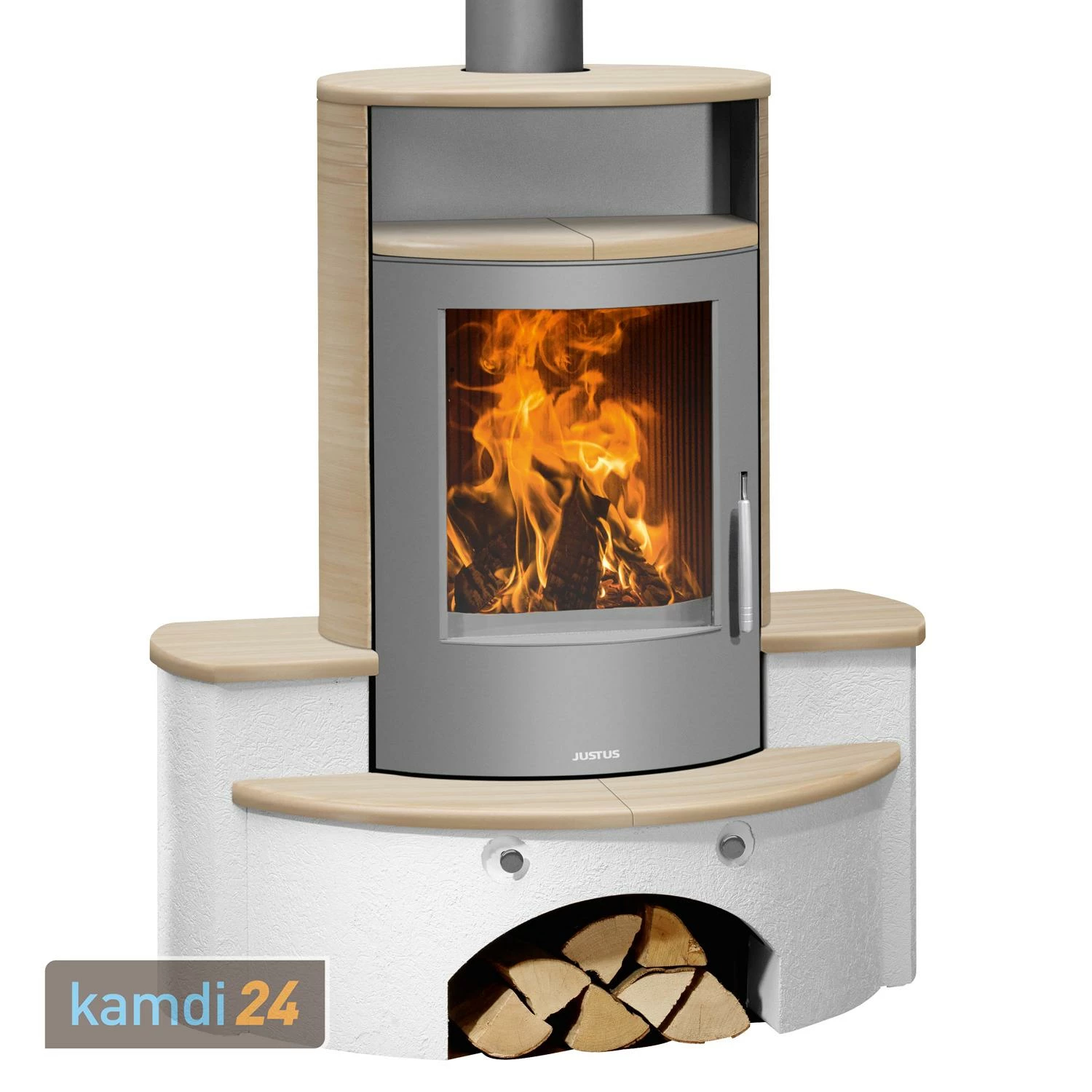 Kaminofen / Kaminbausatz Justus Kaskade 2.0 Stahl Gussgrau / Keramik Corretto 4 Kaminofen / Kaminbausatz Justus Kaskade 2.0 Stahl Gussgrau / Keramik Corretto – Bild 2