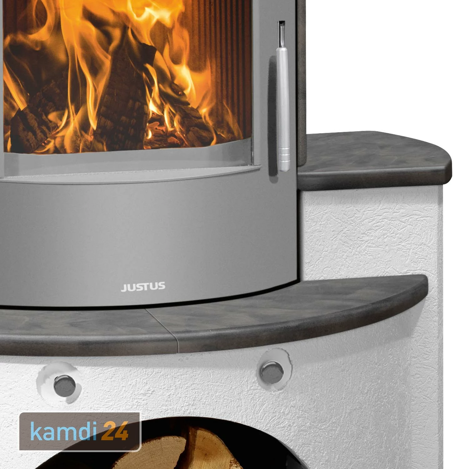 Kaminofen / Kaminbausatz Justus Kaskade 2.0 Stahl Gussgrau / Keramik Namib 6 Kaminofen / Kaminbausatz Justus Kaskade 2.0 Stahl Gussgrau / Keramik Namib – Bild 4