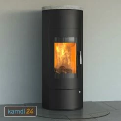 Königshütte Taurus Aqua Wasserführender Kaminofen Stahl Schwarz | Topplatte Naturstein Serpentin