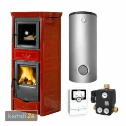 La Nordica Termonicoletta Forno DSA 4.0 Wasserführender Kaminofen Bordeaux Komplett-Set Hygienespeicher SH 750