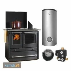 La Nordica Termosovrana DSA Anthrazit Wasserführender Küchenofen Spar-Set Hygienespeicher SH 550