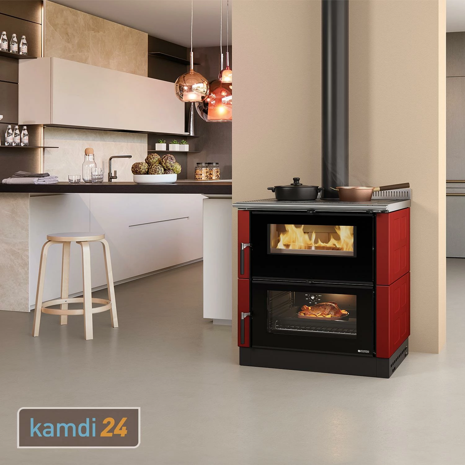 La Nordica Verona XXL Majolika Küchenofen Bordeaux 7 La Nordica Verona XXL Majolika Küchenofen Bordeaux – Bild 5