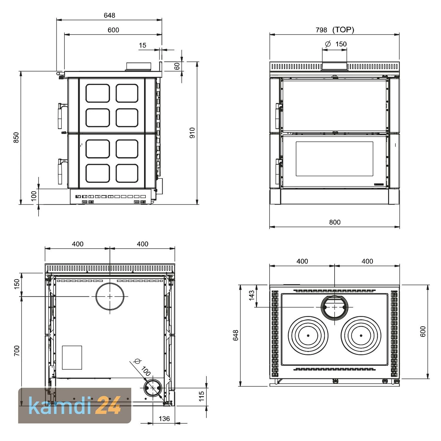 La Nordica Verona XXL Majolika Küchenofen Bordeaux 9 La Nordica Verona XXL Majolika Küchenofen Bordeaux – Bild 7