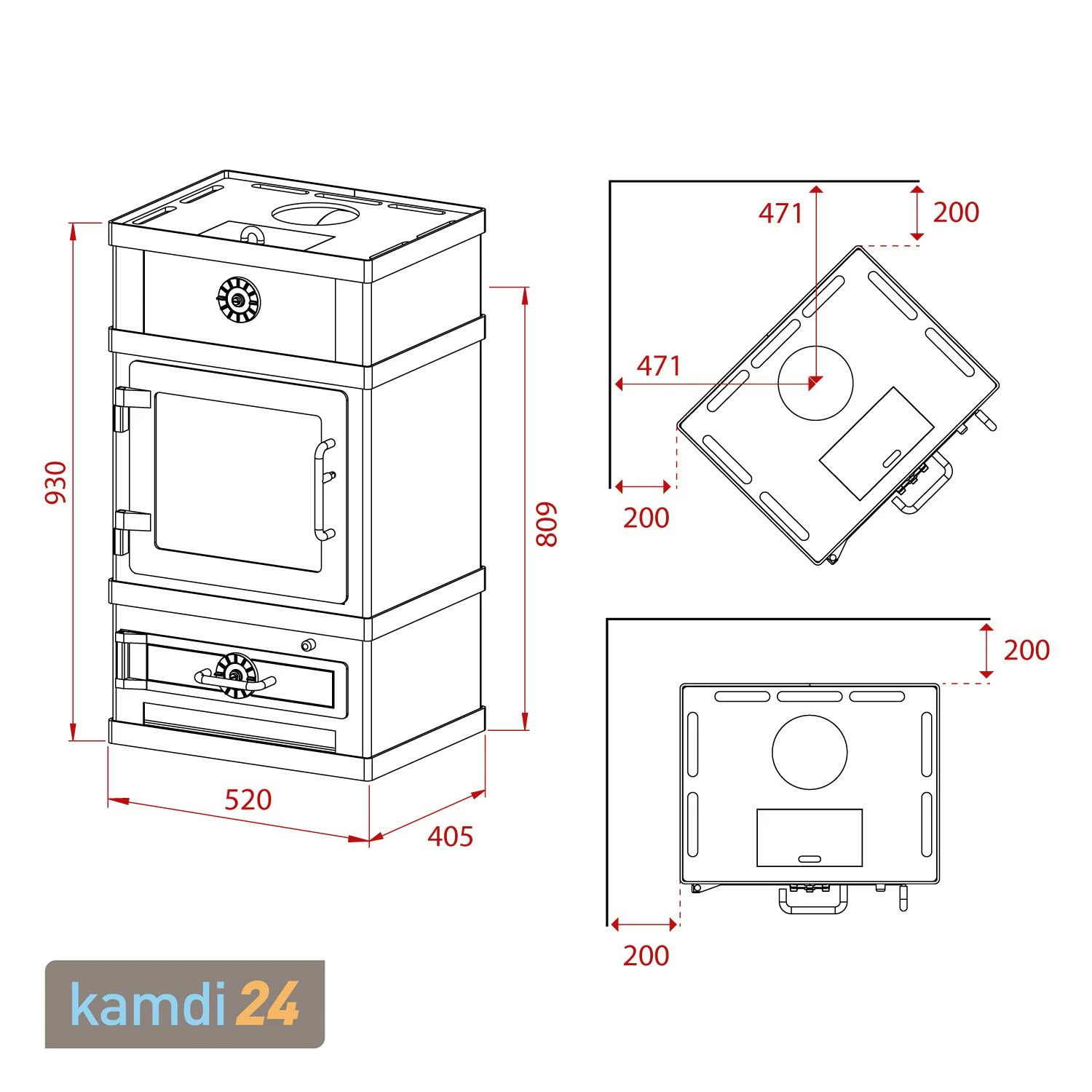 Lotus 2060 Kaminofen Grau, Rauchabgang Oben 6 Lotus 2060 Kaminofen Grau, Rauchabgang Oben – Bild 4