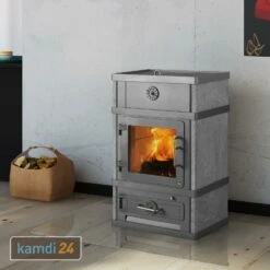 Lotus 2080 Kaminofen Grau, Rauchabgang Hinten