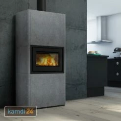 Lotus Beto 470M Plus Kaminofen Tür Schwarz, Topplatte Grau, Rauchabgang Oben