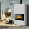 Lotus Beto 470W Plus Kaminofen Magic-Tür, Topplatte Grau, Rauchabgang Oben