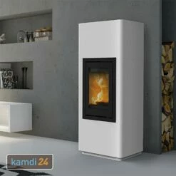 Lotus Beto 700 Kaminofen Tür Schwarz, Topplatte Grau, Rauchabgang Hinten