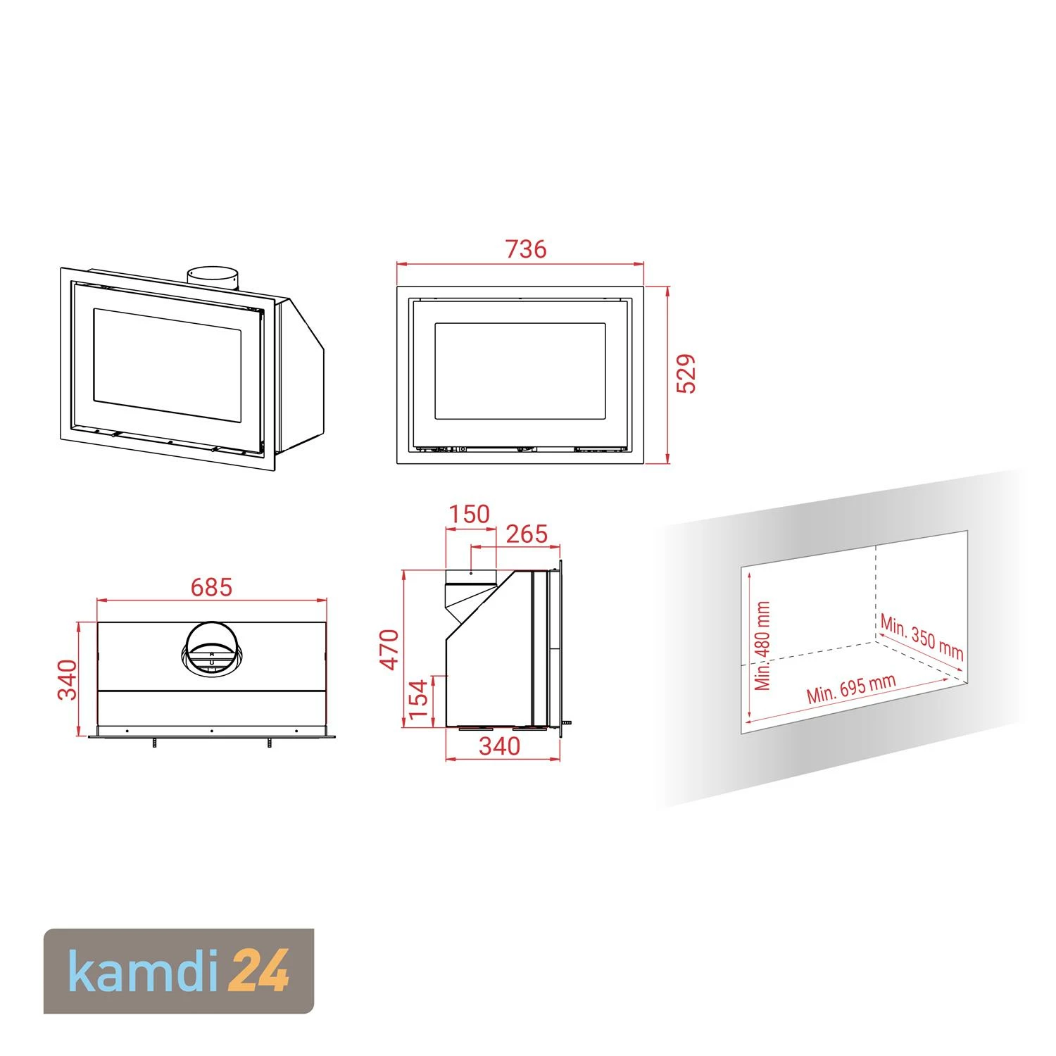 Lotus H370 Petite Kamineinsatz Schwarz / Scharniere Rechts 7 Lotus H370 Petite Kamineinsatz Schwarz / Scharniere Rechts – Bild 5