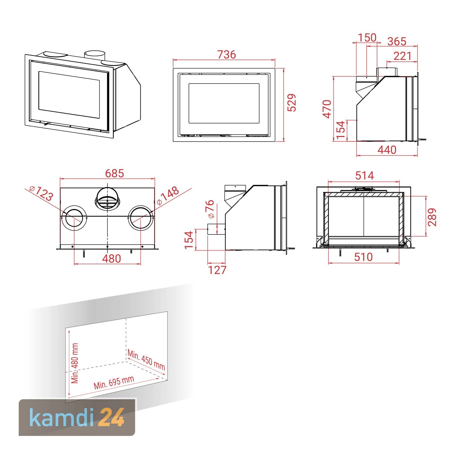 Lotus H470 Kamineinsatz Black Magic / Scharniere Links 8 Lotus H470 Kamineinsatz Black Magic / Scharniere Links – Bild 6