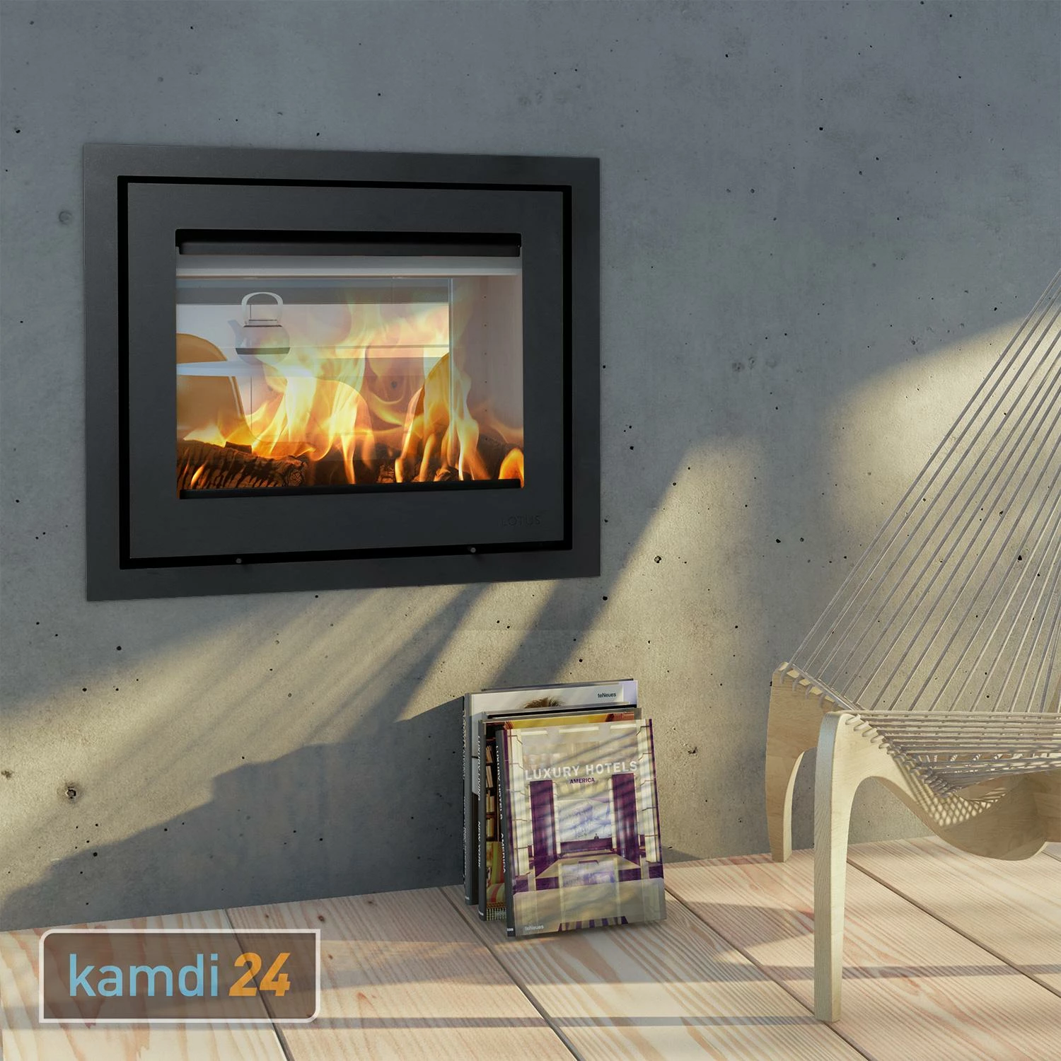 Lotus H570 T Kamineinsatz Farbe Schwarz, Scharniere Rechts 3 Lotus H570 T Kamineinsatz Farbe Schwarz, Scharniere Rechts