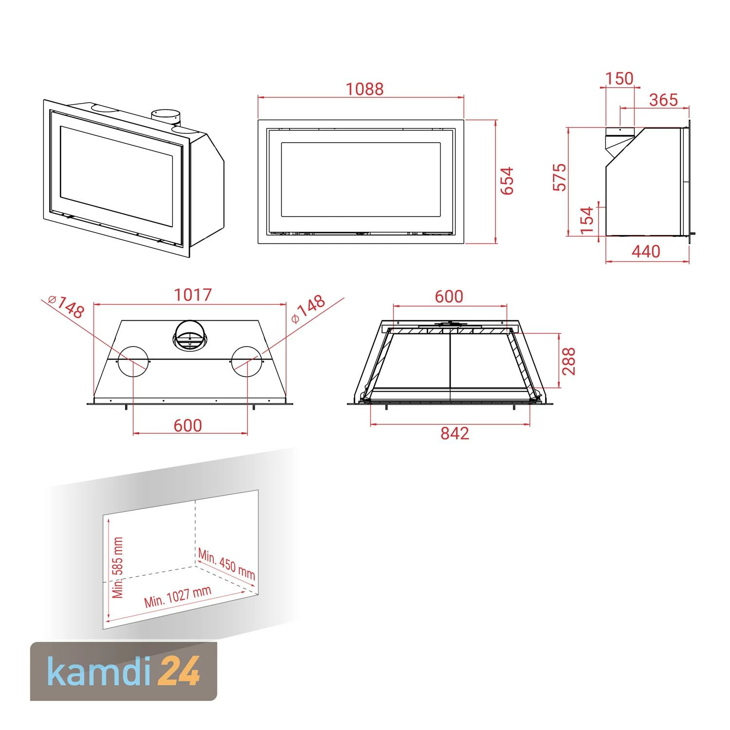 Lotus H570 W Kamineinsatz Black Magic / Scharniere Links 8 Lotus H570 W Kamineinsatz Black Magic / Scharniere Links – Bild 6