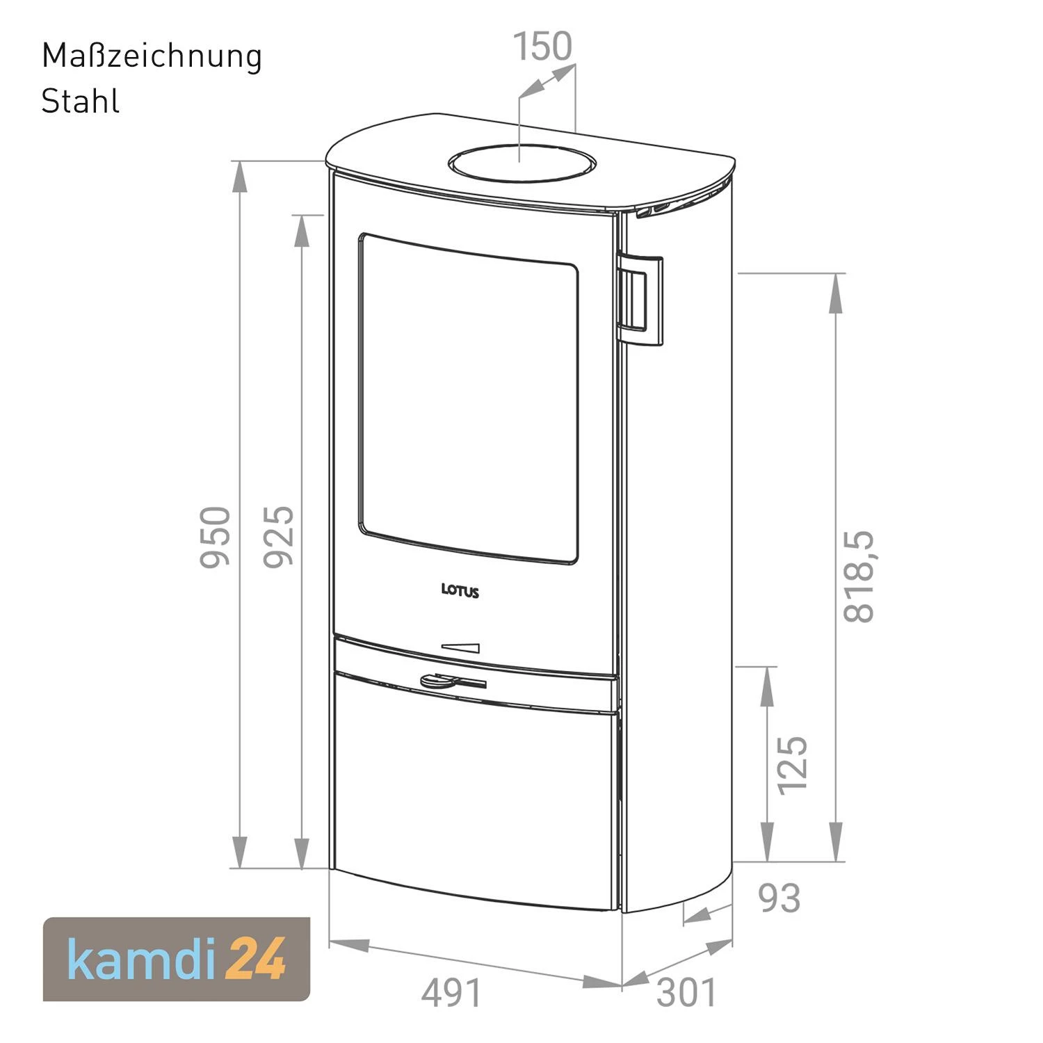 Lotus Jubilee 20 Kaminofen Stahl Schwarz, Rauchrohranschluss Hinten 10 Lotus Jubilee 20 Kaminofen Stahl Schwarz, Rauchrohranschluss Hinten – Bild 8