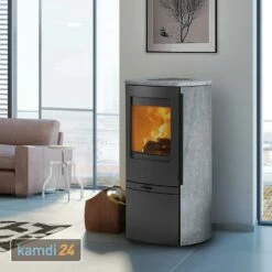 Lotus Jubilee 20 Kaminofen Stahl Schwarz / Speckstein, Rauchrohranschluss Hinten