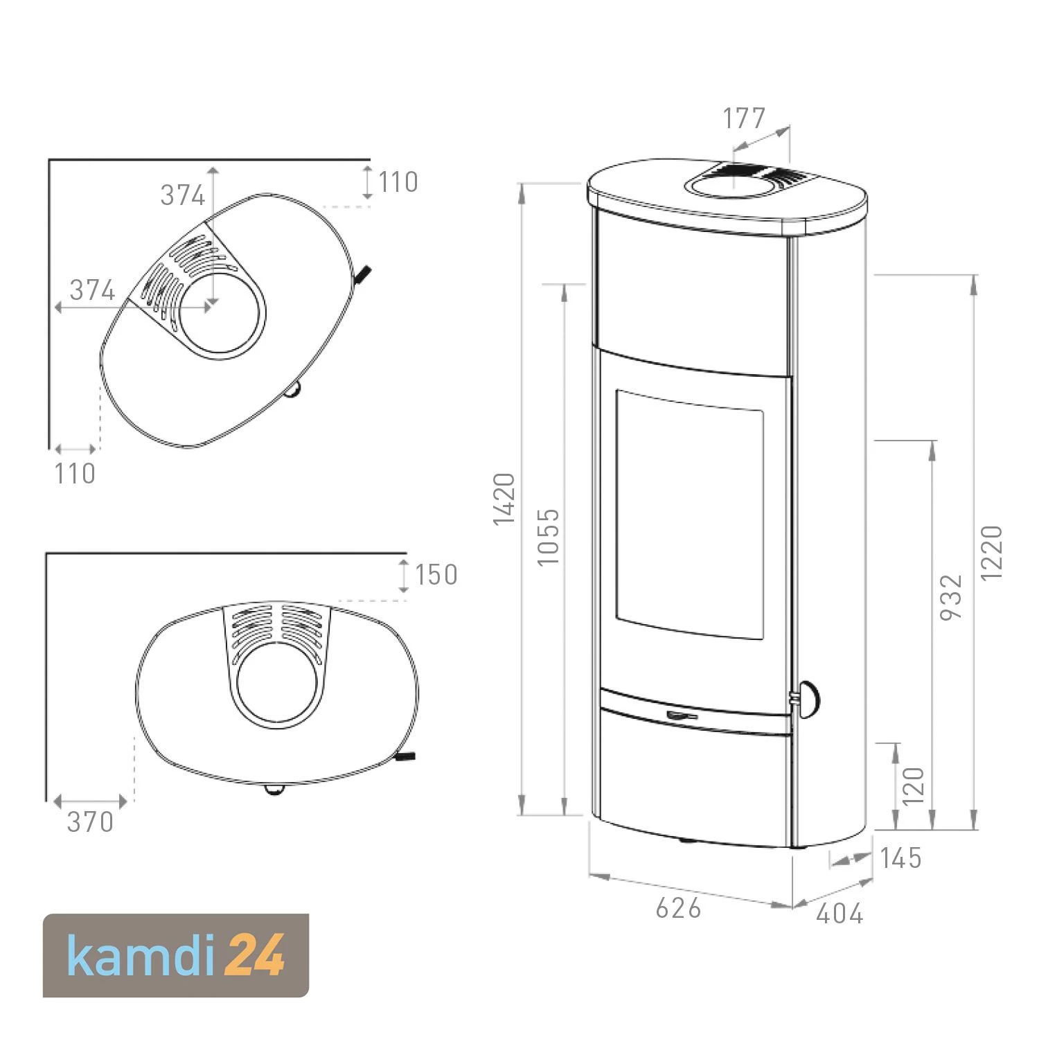 Lotus Jubilee 25 M Kaminofen Schwarz / Indian Night, DIBt, Rauchrohranschluss Hinten 9 Lotus Jubilee 25 M Kaminofen Schwarz / Indian Night, DIBt, Rauchrohranschluss Hinten – Bild 7