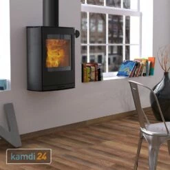 Lotus Jubilee Wall Kaminofen Stahl Schwarz, Wandhängend, Rauchabgang Oben