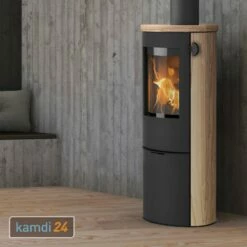 Lotus Liva 6 Sand Kaminofen, Tür Schwarz, Rauchabgang Oben