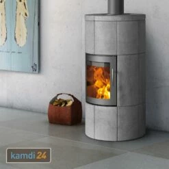 Lotus M1 Kaminofen Grau/ Speckstein, Rauchabgang Oben