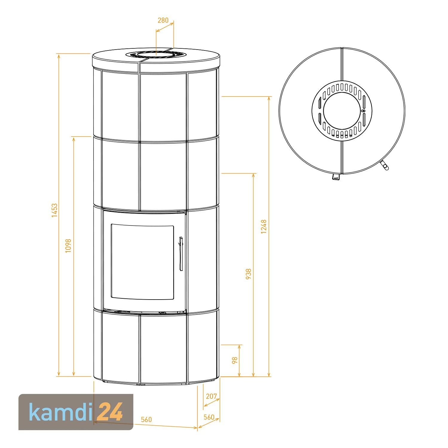 Lotus M2 Kaminofen Grau/ Indian Night, Rauchabgang Hinten 8 Lotus M2 Kaminofen Grau/ Indian Night, Rauchabgang Hinten – Bild 6