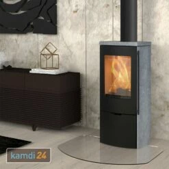 Lotus Mondo 30 Kaminofen Schwarz / Speckstein, Rauchrohranschluss Oben