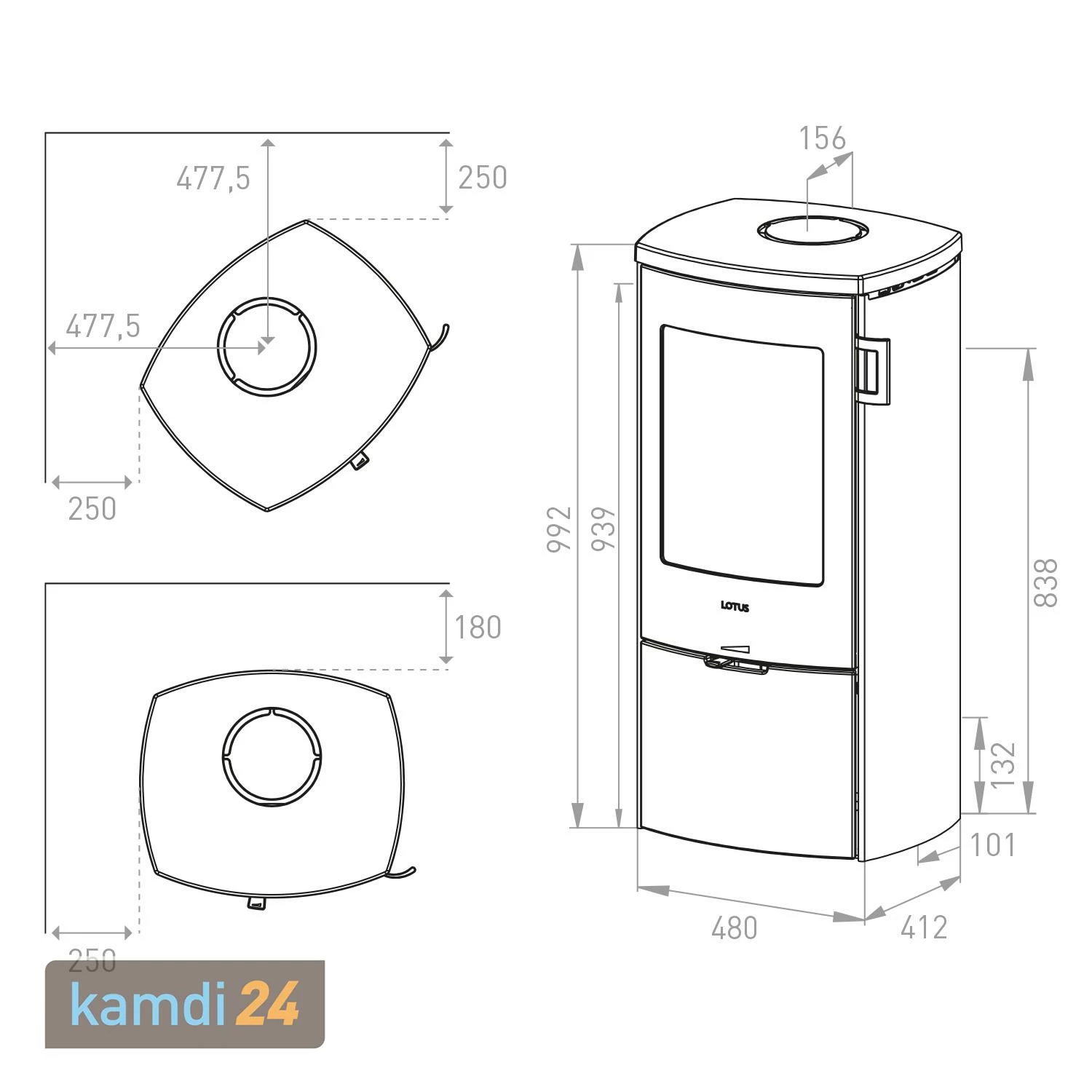 Lotus Mondo 30 Kaminofen Stahl Schwarz, Rauchrohranschluss Hinten 7 Lotus Mondo 30 Kaminofen Stahl Schwarz, Rauchrohranschluss Hinten – Bild 5
