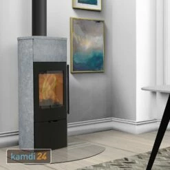 Lotus Mondo 30 M Kaminofen Schwarz / Speckstein, Inkl. PowerStones, Rauchrohranschluss Oben