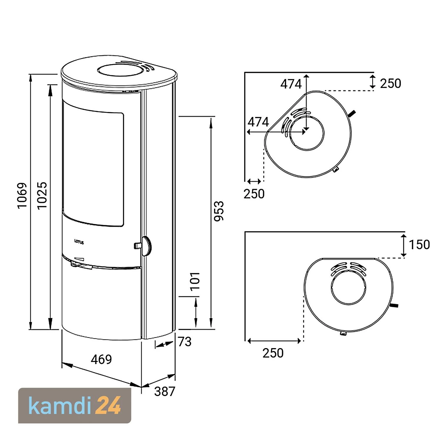 Lotus Prestige Basic Kaminofen Grau, Rauchabgang Oben 7 Lotus Prestige Basic Kaminofen Grau, Rauchabgang Oben – Bild 5