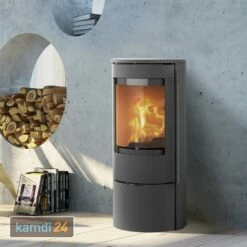 Lotus Prestige Basic Kaminofen Stahl Grau, DIBt, Rauchrohranschluss Hinten