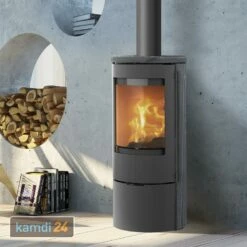 Lotus Prestige Basic S Kaminofen Indian Night, Korpus Grau, DIBt, Rauchrohranschluss Oben