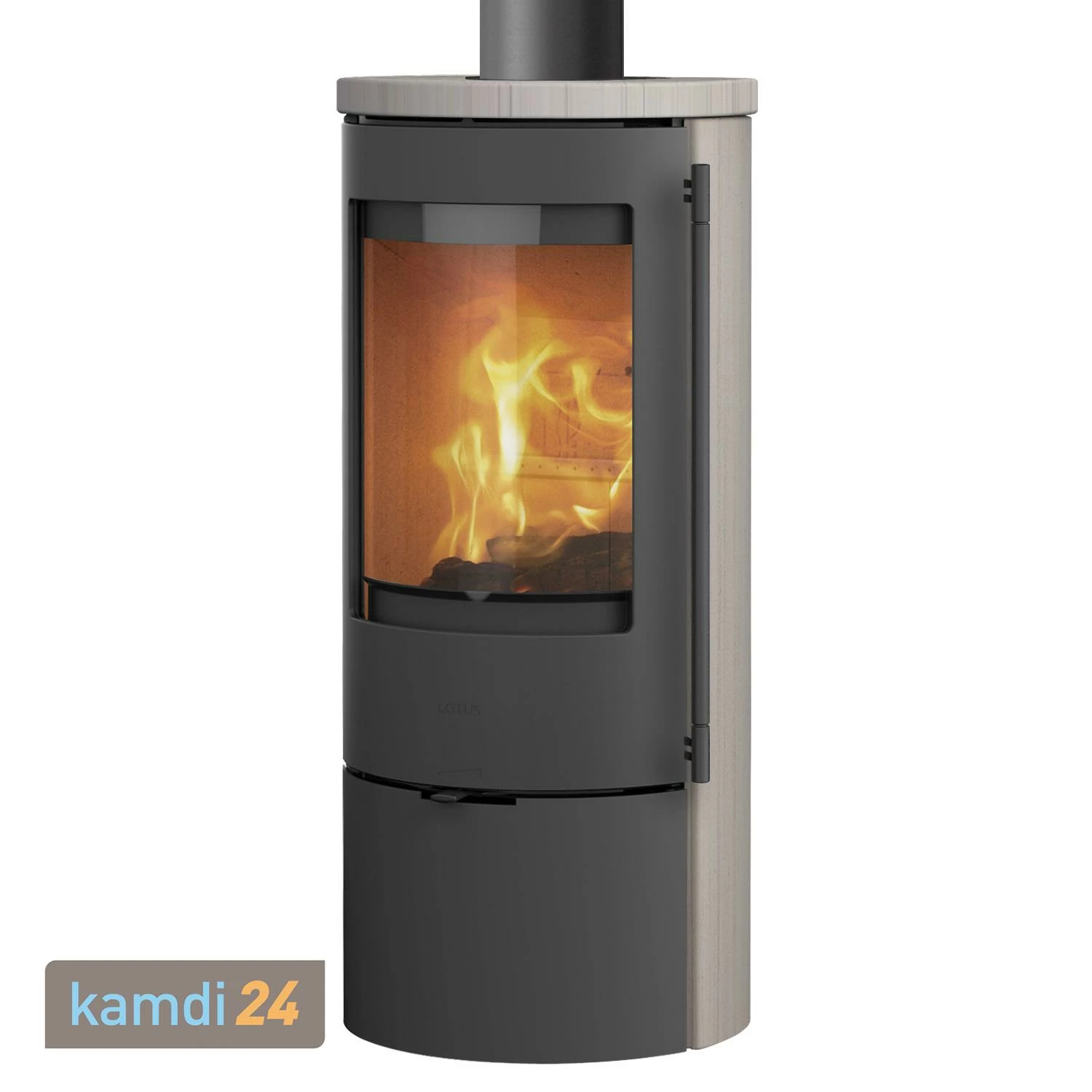 Lotus Prestige Basic S Kaminofen Limestone, Korpus Grau, DIBt, Rauchrohranschluss Oben 4 Lotus Prestige Basic S Kaminofen Limestone, Korpus Grau, DIBt, Rauchrohranschluss Oben – Bild 2