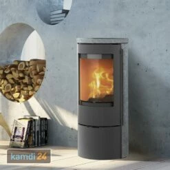 Lotus Prestige Basic S Kaminofen Speckstein, Korpus Grau, DIBt, Rauchrohranschluss Hinten