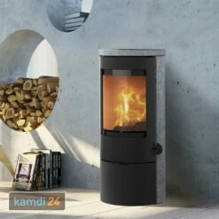 Lotus Prestige Basic S Kaminofen Speckstein, Tür Schwarz, Rauchabgang Hinten