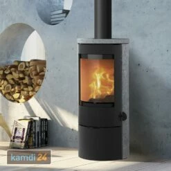 Lotus Prestige Basic S Kaminofen Speckstein, Tür Schwarz, Rauchabgang Oben