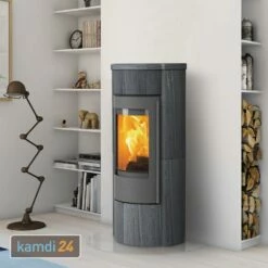 Lotus Prestige M Kaminofen Grau/ Indian Night, Rauchabgang Hinten