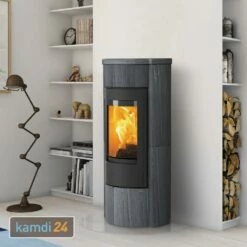 Lotus Prestige M Kaminofen Schwarz/ Indian Night, Rauchabgang Hinten