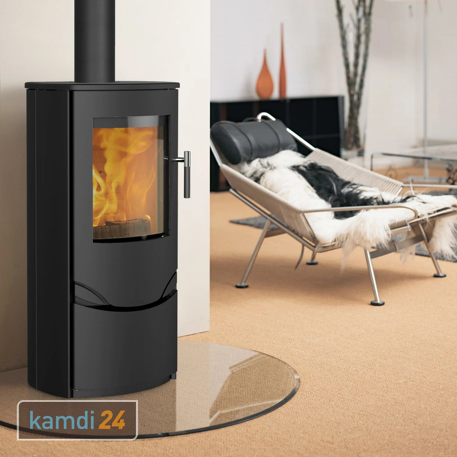 Lotus Prio 5 Kaminofen Schwarz, Rauchabgang Oben 3 Lotus Prio 5 Kaminofen Schwarz, Rauchabgang Oben