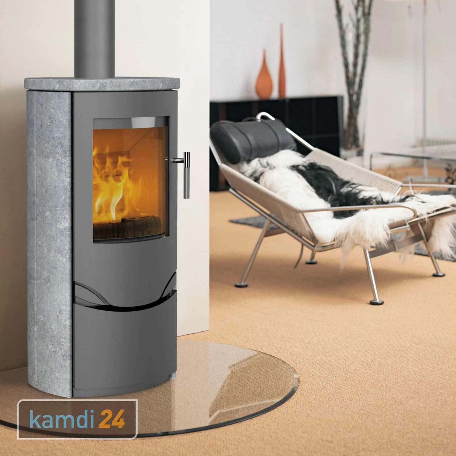 Lotus Prio 5S Kaminofen Grau/ Speckstein, Rauchabgang Oben 3 Lotus Prio 5S Kaminofen Grau/ Speckstein, Rauchabgang Oben