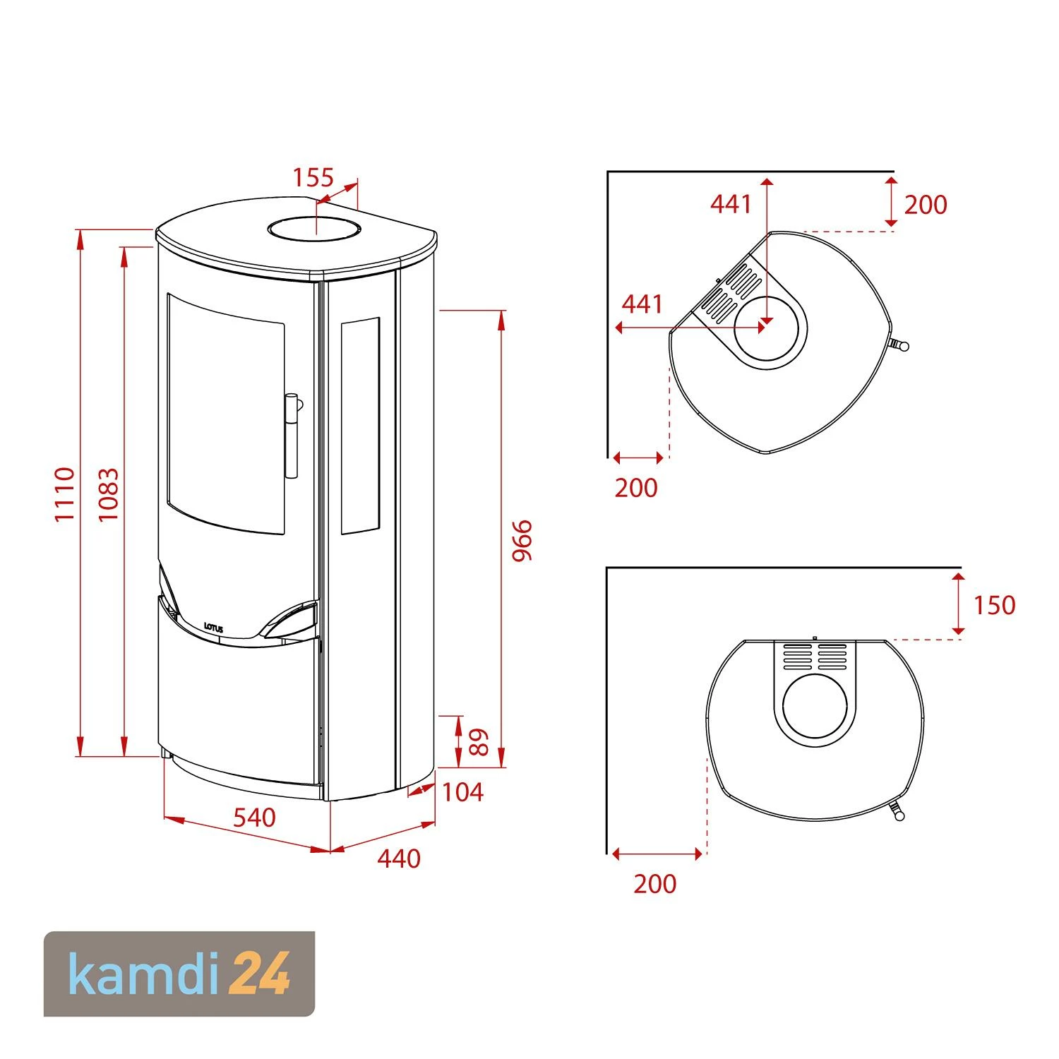 Lotus Prio 5S Kaminofen Schwarz/ Speckstein, Rauchabgang Hinten 7 Lotus Prio 5S Kaminofen Schwarz/ Speckstein, Rauchabgang Hinten – Bild 5