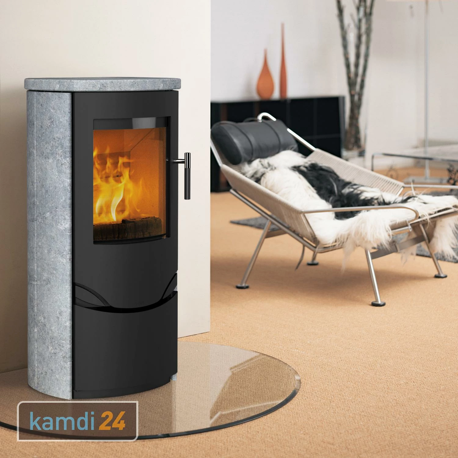 Lotus Prio 5S Kaminofen Schwarz/ Speckstein, Rauchabgang Hinten 3 Lotus Prio 5S Kaminofen Schwarz/ Speckstein, Rauchabgang Hinten