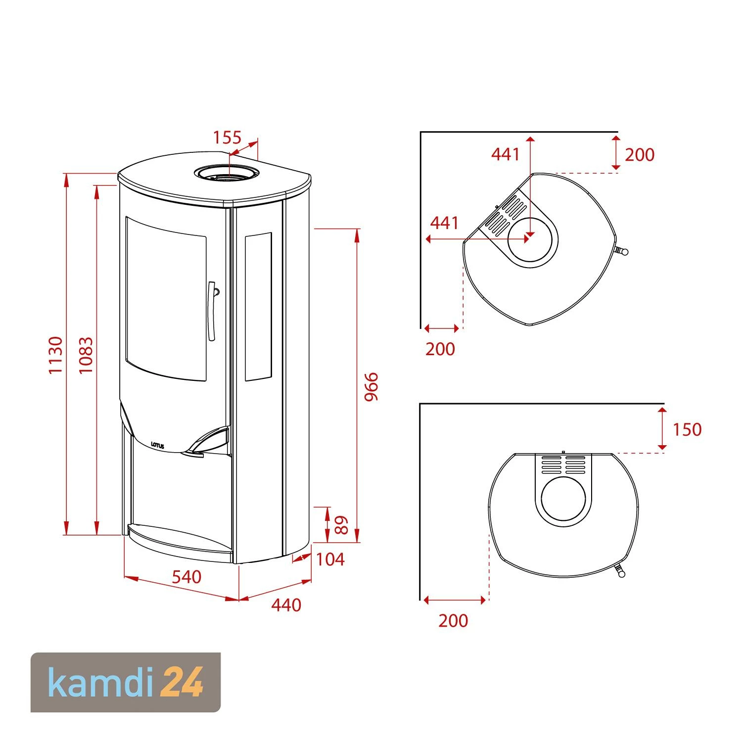 Lotus Prio 6 Kaminofen Grau/ Indian Night, Rauchabgang Oben 8 Lotus Prio 6 Kaminofen Grau/ Indian Night, Rauchabgang Oben – Bild 6