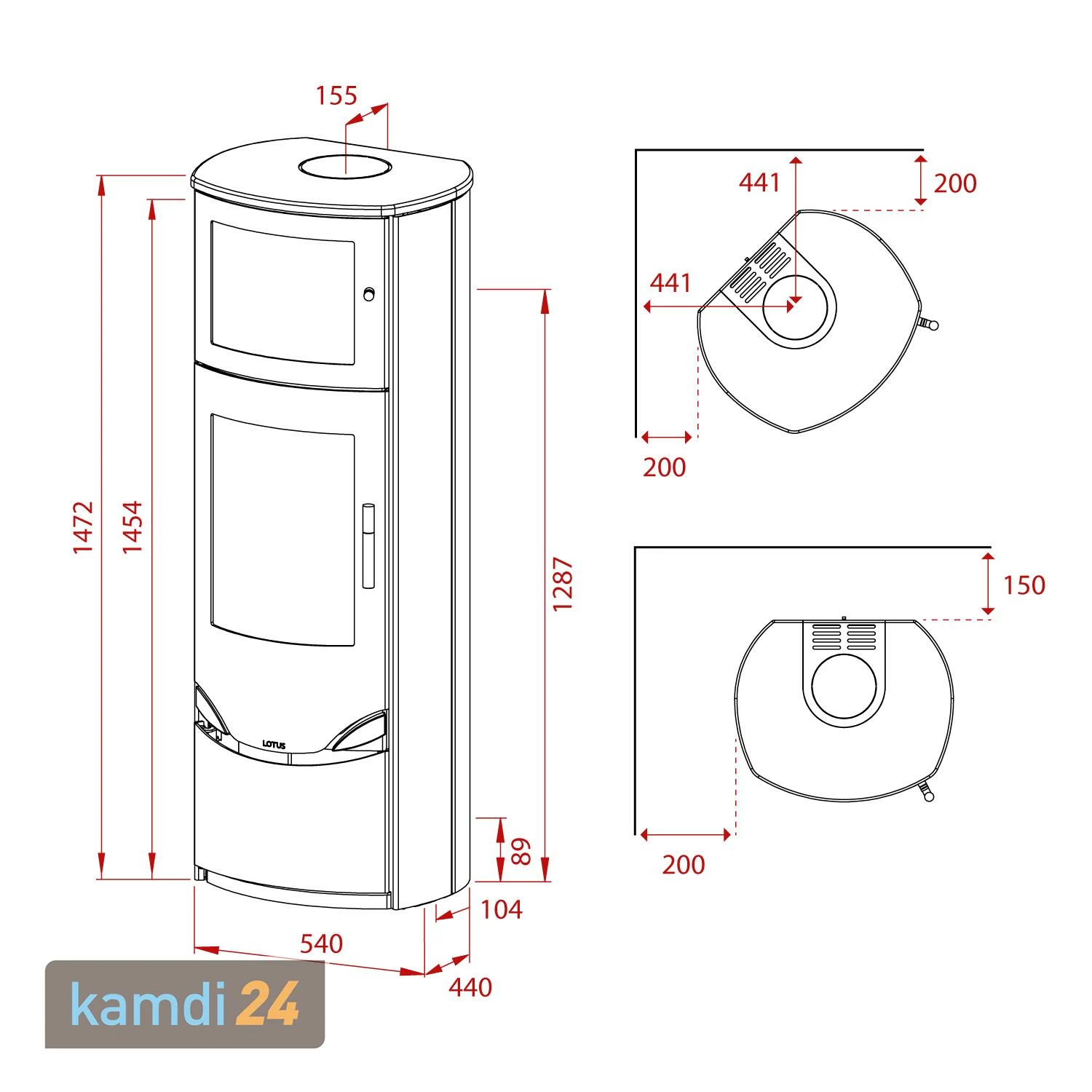 Lotus Prio 7 Kaminofen Grau Mit Backfach, Rauchabgang Hinten 8 Lotus Prio 7 Kaminofen Grau Mit Backfach, Rauchabgang Hinten – Bild 6