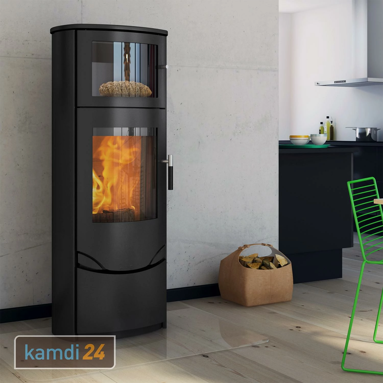 Lotus Prio 7 Kaminofen Schwarz Mit Backfach, Rauchabgang Hinten 3 Lotus Prio 7 Kaminofen Schwarz Mit Backfach, Rauchabgang Hinten